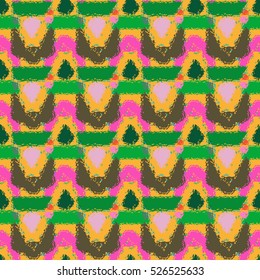 Abstract geometric colorful seamless pattern for background. Decorative backdrop can be used for wallpaper, pattern fills, web page background, surface textures. Old vintage retro energy pattern.