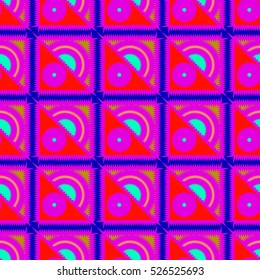 Abstract geometric colorful seamless pattern for background. Decorative backdrop can be used for wallpaper, pattern fills, web page background, surface textures. Old vintage retro energy pattern.
