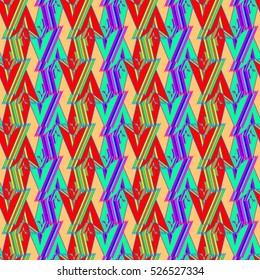 Abstract geometric colorful seamless pattern for background. Decorative backdrop can be used for wallpaper, pattern fills, web page background, surface textures. Old vintage retro energy pattern.