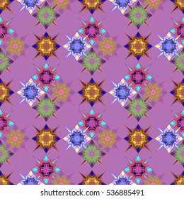 Abstract geometric colorful seamless pattern for background. Decorative backdrop can be used for wallpaper, pattern fills, web page background, surface textures. Old vintage retro energy pattern.