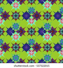 Abstract geometric colorful seamless pattern for background. Decorative backdrop can be used for wallpaper, pattern fills, web page background, surface textures. Old vintage retro energy pattern.