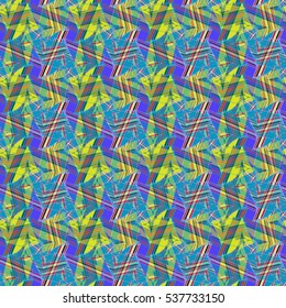 Abstract geometric colorful seamless pattern for background. Decorative backdrop can be used for wallpaper, pattern fills, web page background, surface textures. Old vintage retro energy pattern.