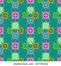 Abstract geometric colorful seamless pattern for background. Decorative backdrop can be used for wallpaper, pattern fills, web page background, surface textures. Old vintage retro energy pattern.