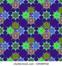 Abstract geometric colorful seamless pattern for background. Decorative backdrop can be used for wallpaper, pattern fills, web page background, surface textures. Old vintage retro energy pattern.