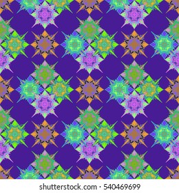 Abstract geometric colorful seamless pattern for background. Decorative backdrop can be used for wallpaper, pattern fills, web page background, surface textures. Old vintage retro energy pattern.
