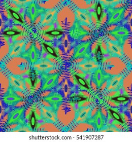 Abstract geometric colorful seamless pattern for background. Decorative backdrop can be used for wallpaper, pattern fills, web page background, surface textures. Old vintage retro energy pattern.