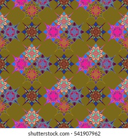 Abstract geometric colorful seamless pattern for background. Decorative backdrop can be used for wallpaper, pattern fills, web page background, surface textures. Old vintage retro energy pattern.