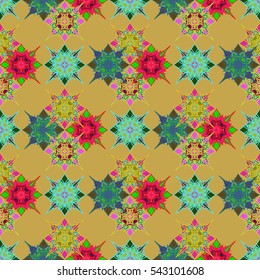 Abstract geometric colorful seamless pattern for background. Decorative backdrop can be used for wallpaper, pattern fills, web page background, surface textures. Old vintage retro energy pattern.