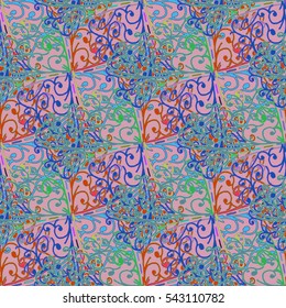 Abstract geometric colorful seamless pattern for background. Decorative backdrop can be used for wallpaper, pattern fills, web page background, surface textures. Old vintage retro energy pattern.