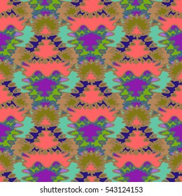 Abstract geometric colorful seamless pattern for background. Decorative backdrop can be used for wallpaper, pattern fills, web page background, surface textures. Old vintage retro energy pattern.
