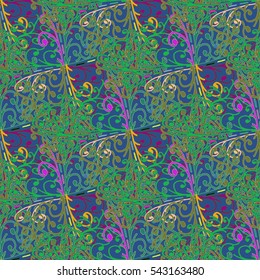 Abstract geometric colorful seamless pattern for background. Decorative backdrop can be used for wallpaper, pattern fills, web page background, surface textures. Old vintage retro energy pattern.
