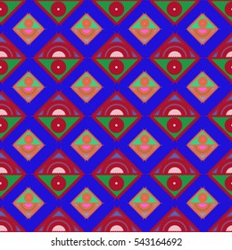 Abstract geometric colorful seamless pattern for background. Decorative backdrop can be used for wallpaper, pattern fills, web page background, surface textures. Old vintage retro energy pattern.