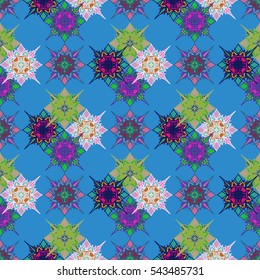 Abstract geometric colorful seamless pattern for background. Decorative backdrop can be used for wallpaper, pattern fills, web page background, surface textures. Old vintage retro energy pattern.