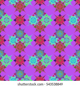 Abstract geometric colorful seamless pattern for background. Decorative backdrop can be used for wallpaper, pattern fills, web page background, surface textures. Old vintage retro energy pattern.