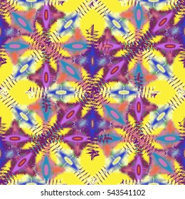 Abstract geometric colorful seamless pattern for background. Decorative backdrop can be used for wallpaper, pattern fills, web page background, surface textures. Old vintage retro energy pattern.