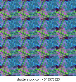 Abstract geometric colorful seamless pattern for background. Decorative backdrop can be used for wallpaper, pattern fills, web page background, surface textures. Old vintage retro energy pattern.