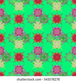 Abstract geometric colorful seamless pattern for background. Decorative backdrop can be used for wallpaper, pattern fills, web page background, surface textures. Old vintage retro energy pattern.
