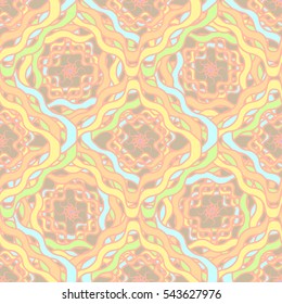 Abstract geometric colorful seamless pattern for background. Decorative backdrop can be used for wallpaper, pattern fills, web page background, surface textures. Old vintage retro energy pattern.