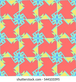 Abstract geometric colorful seamless pattern for background. Decorative backdrop can be used for wallpaper, pattern fills, web page background, surface textures. Old vintage retro energy pattern.