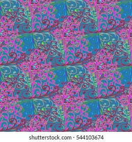 Abstract geometric colorful seamless pattern for background. Decorative backdrop can be used for wallpaper, pattern fills, web page background, surface textures. Old vintage retro energy pattern.