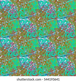Abstract geometric colorful seamless pattern for background. Decorative backdrop can be used for wallpaper, pattern fills, web page background, surface textures. Old vintage retro energy pattern.