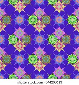 Abstract geometric colorful seamless pattern for background. Decorative backdrop can be used for wallpaper, pattern fills, web page background, surface textures. Old vintage retro energy pattern.