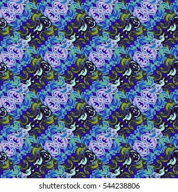 Abstract geometric colorful seamless pattern for background. Decorative backdrop can be used for wallpaper, pattern fills, web page background, surface textures. Old vintage retro energy pattern.