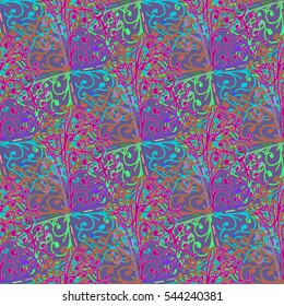 Abstract geometric colorful seamless pattern for background. Decorative backdrop can be used for wallpaper, pattern fills, web page background, surface textures. Old vintage retro energy pattern.
