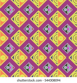 Abstract geometric colorful seamless pattern for background. Decorative backdrop can be used for wallpaper, pattern fills, web page background, surface textures. Old vintage retro energy pattern.
