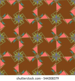 Abstract geometric colorful seamless pattern for background. Decorative backdrop can be used for wallpaper, pattern fills, web page background, surface textures. Old vintage retro energy pattern.