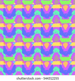 Abstract geometric colorful seamless pattern for background. Decorative backdrop can be used for wallpaper, pattern fills, web page background, surface textures. Old vintage retro energy pattern.