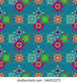 Abstract geometric colorful seamless pattern for background. Decorative backdrop can be used for wallpaper, pattern fills, web page background, surface textures. Old vintage retro energy pattern.