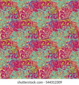 Abstract geometric colorful seamless pattern for background. Decorative backdrop can be used for wallpaper, pattern fills, web page background, surface textures. Old vintage retro energy pattern.