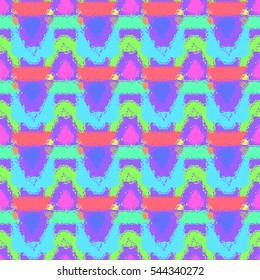 Abstract geometric colorful seamless pattern for background. Decorative backdrop can be used for wallpaper, pattern fills, web page background, surface textures. Old vintage retro energy pattern.