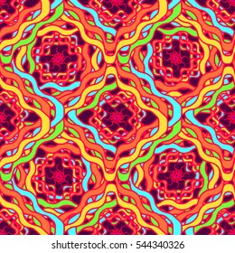 Abstract geometric colorful seamless pattern for background. Decorative backdrop can be used for wallpaper, pattern fills, web page background, surface textures. Old vintage retro energy pattern.