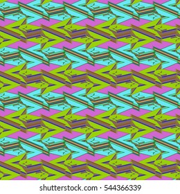 Abstract geometric colorful seamless pattern for background. Decorative backdrop can be used for wallpaper, pattern fills, web page background, surface textures. Old vintage retro energy pattern.