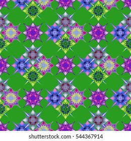 Abstract geometric colorful seamless pattern for background. Decorative backdrop can be used for wallpaper, pattern fills, web page background, surface textures. Old vintage retro energy pattern.