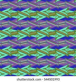 Abstract geometric colorful seamless pattern for background. Decorative backdrop can be used for wallpaper, pattern fills, web page background, surface textures. Old vintage retro energy pattern.