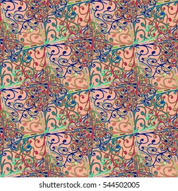 Abstract geometric colorful seamless pattern for background. Decorative backdrop can be used for wallpaper, pattern fills, web page background, surface textures. Old vintage retro energy pattern.