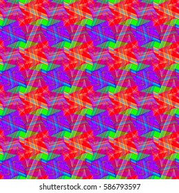 Abstract geometric colorful seamless pattern for background. Decorative backdrop can be used for wallpaper, pattern fills, web page background, surface textures. Old vintage retro energy pattern.