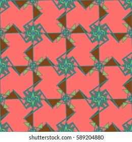 Abstract geometric colorful seamless pattern for background. Decorative backdrop can be used for wallpaper, pattern fills, web page background, surface textures. Old vintage retro energy pattern.