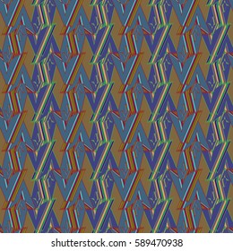 Abstract geometric colorful seamless pattern for background. Decorative backdrop can be used for wallpaper, pattern fills, web page background, surface textures. Old vintage retro energy pattern.