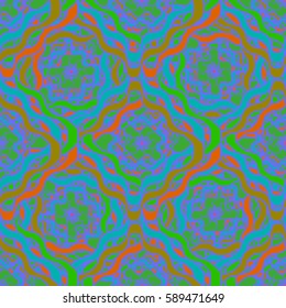 Abstract geometric colorful seamless pattern for background. Decorative backdrop can be used for wallpaper, pattern fills, web page background, surface textures. Old vintage retro energy pattern.
