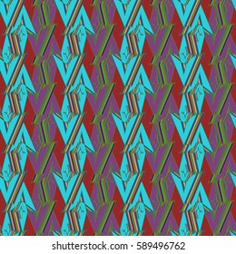 Abstract geometric colorful seamless pattern for background. Decorative backdrop can be used for wallpaper, pattern fills, web page background, surface textures. Old vintage retro energy pattern.