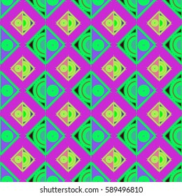 Abstract geometric colorful seamless pattern for background. Decorative backdrop can be used for wallpaper, pattern fills, web page background, surface textures. Old vintage retro energy pattern.