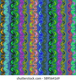 Abstract geometric colorful seamless pattern for background. Decorative backdrop can be used for wallpaper, pattern fills, web page background, surface textures. Old vintage retro energy pattern.