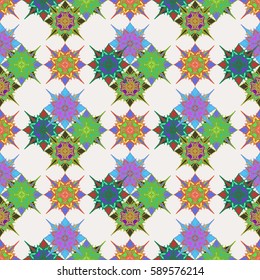 Abstract geometric colorful seamless pattern for background. Decorative backdrop can be used for wallpaper, pattern fills, web page background, surface textures. Old vintage retro energy pattern.