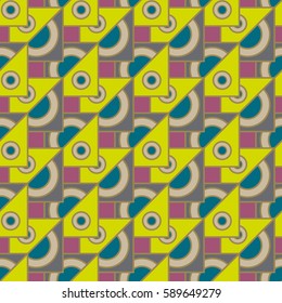 Abstract geometric colorful seamless pattern for background. Decorative backdrop can be used for wallpaper, pattern fills, web page background, surface textures. Old vintage retro energy pattern.