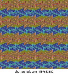 Abstract geometric colorful seamless pattern for background. Decorative backdrop can be used for wallpaper, pattern fills, web page background, surface textures. Old vintage retro energy pattern.
