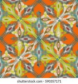 Abstract geometric colorful seamless pattern for background. Decorative backdrop can be used for wallpaper, pattern fills, web page background, surface textures. Old vintage retro energy pattern.